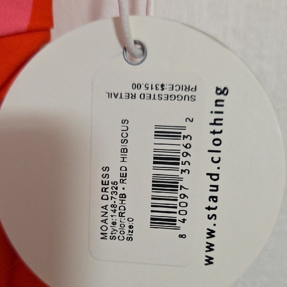 STAUD Red and Pink Backless Floral Dress - Picture 4 of 9